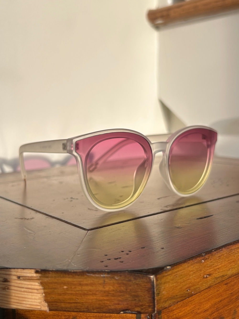 EGO Pink to Yellow Gradient Sunglasses with Clear Frame